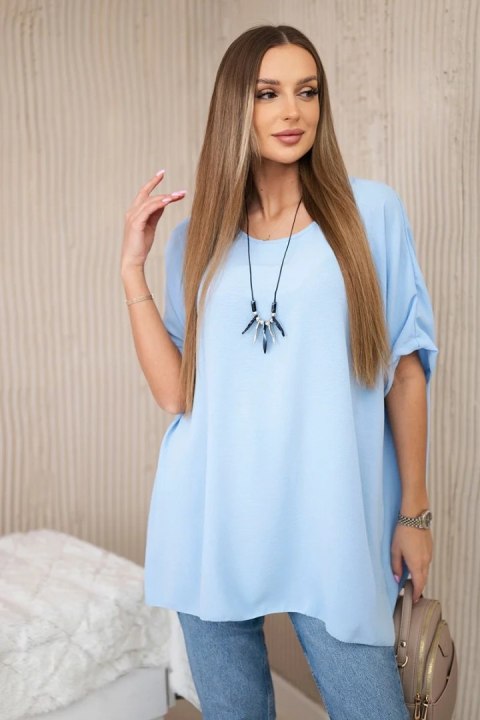 Bluzka oversize z wisiorkiem niebieski Bluzka oversize z wisiorkiem niebieski