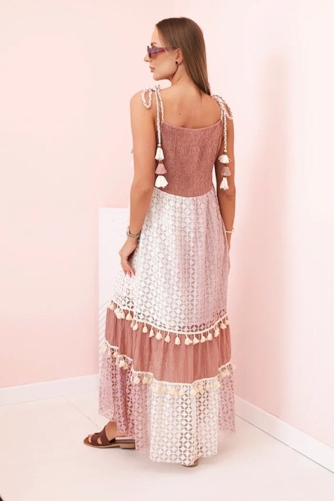 Sukienka damska boho na ramiączkach camelowa Sukienka damska boho na ramiączkach camelowa