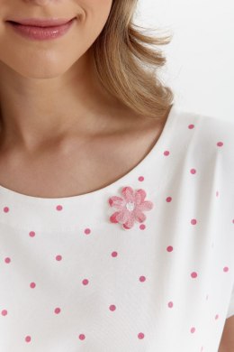 KOSZULA DAMSKA 447 KR R.2XL XXL kropki róż na śmietanie