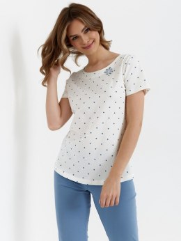 PIŻAMA DAMSKA 436 KR R.2XL XXL kropki denimna ekri/denim