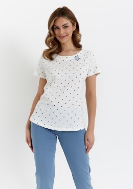 PIŻAMA DAMSKA 436 KR R.3XL 3XL kropki denim na ekri/denim