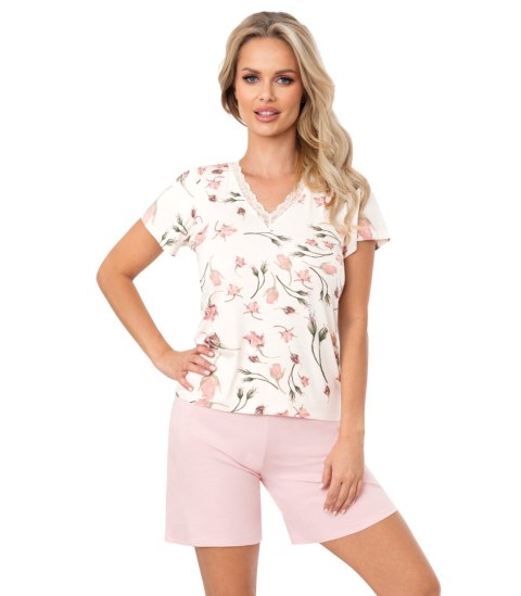 PIŻAMA DAMSKA AMARIS 1/2 XXL ecri/różowy PIŻAMA DAMSKA AMARIS 1/2 XXL ecri/różowy
