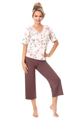 PIŻAMA DAMSKA AMARIS 3/4 XL ecri/śliwka
