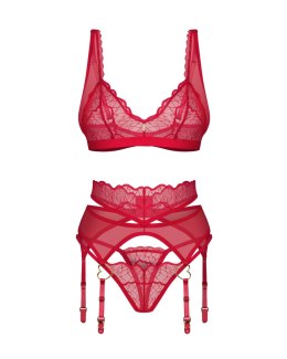 KOMPLET CUPIDE DESIR 3-CZĘŚCIOWY L/XL czerwony