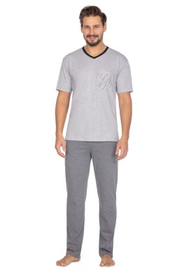 PIŻAMA MĘSKA 456 KR R.2XL-3XL XXL jasny melange