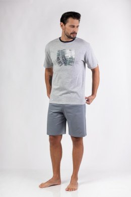 PIŻAMA MĘSKA 474 KR R.2XL-4XL XXL jasny melange