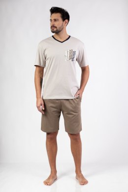 PIŻAMA MĘSKA 477 KR R.2XL XXL beżowy