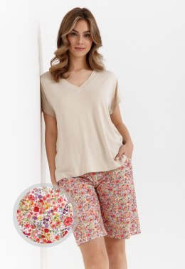 PIŻAMA DAMSKA 456 KR R.2XL XXL jasny beżowy/drobne kwiatki