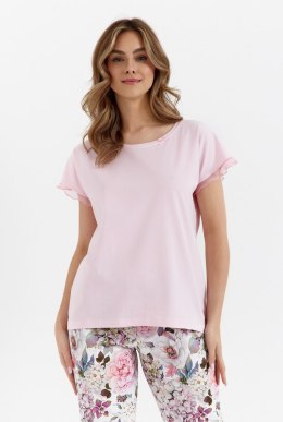 PIŻAMA DAMSKA 474 KR R.2XL XXL jasny różowy/kwiaty różówe