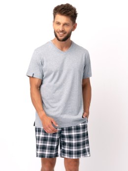 PIŻAMA MĘSKA MNS 460 KR R.3XL-4XL 3XL szary/kratka