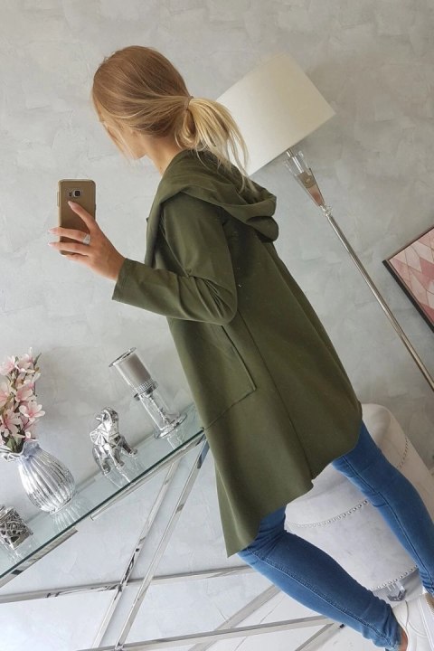 Narzutka z luźnym kapturem khaki Narzutka z luźnym kapturem khaki