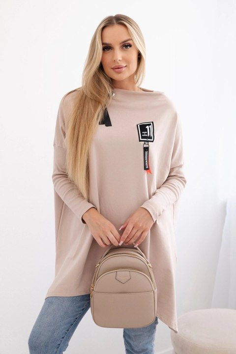 Bluza oversize z asymetrycznymi bokami beżowa Bluza oversize z asymetrycznymi bokami beżowa