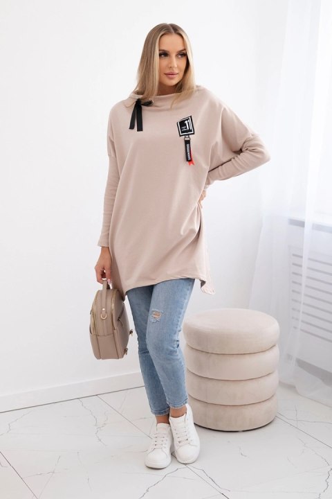 Bluza oversize z asymetrycznymi bokami beżowa Bluza oversize z asymetrycznymi bokami beżowa
