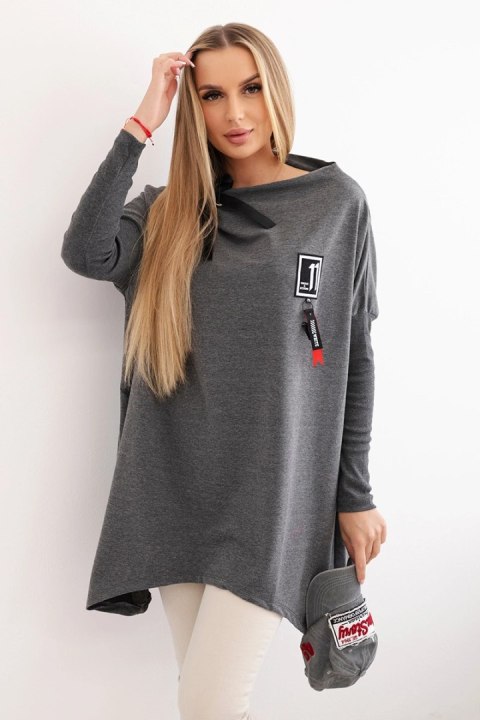 Bluza oversize z asymetrycznymi bokami grafitowa Bluza oversize z asymetrycznymi bokami grafitowa