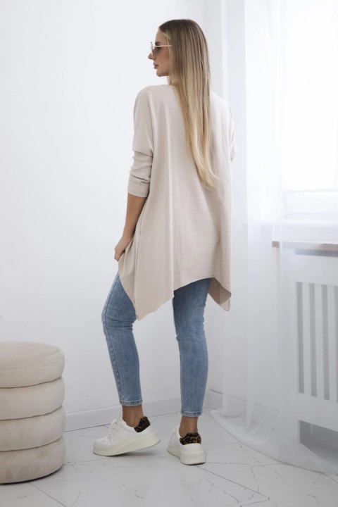 Bluzka oversize z nadrukiem tęczowych ust beżowa Bluzka oversize z nadrukiem tęczowych ust beżowa