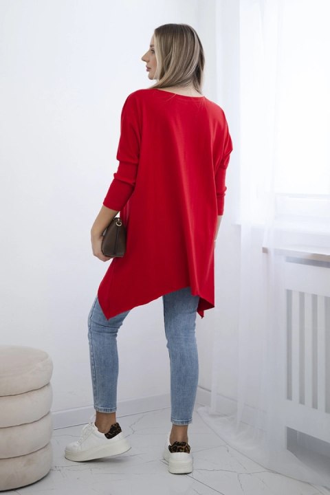 Bluzka oversize z nadrukiem tęczowych ust czerwona Bluzka oversize z nadrukiem tęczowych ust czerwona