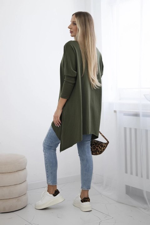 Bluzka oversize z nadrukiem tęczowych ust khaki Bluzka oversize z nadrukiem tęczowych ust khaki