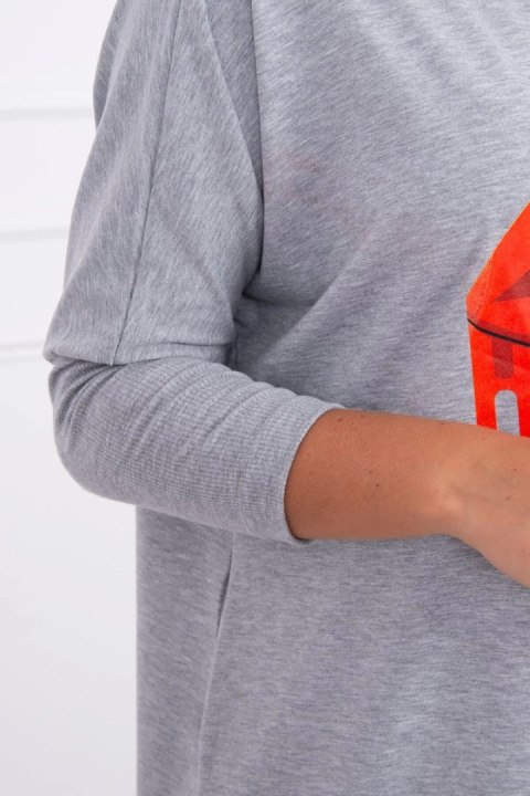 Bluzka oversize z nadrukiem tęczowych ust szara Bluzka oversize z nadrukiem tęczowych ust szara