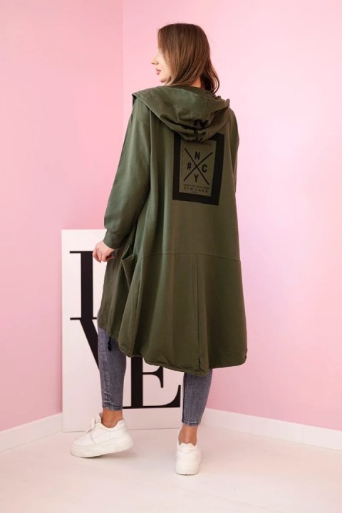 Narzutka z kapturem oversize khaki Narzutka z kapturem oversize khaki