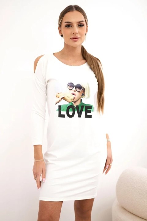 Sukienka z nadrukiem Love ecru Sukienka z nadrukiem Love ecru