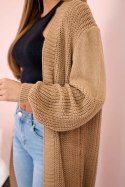 Sweter długi kardigan camelowy