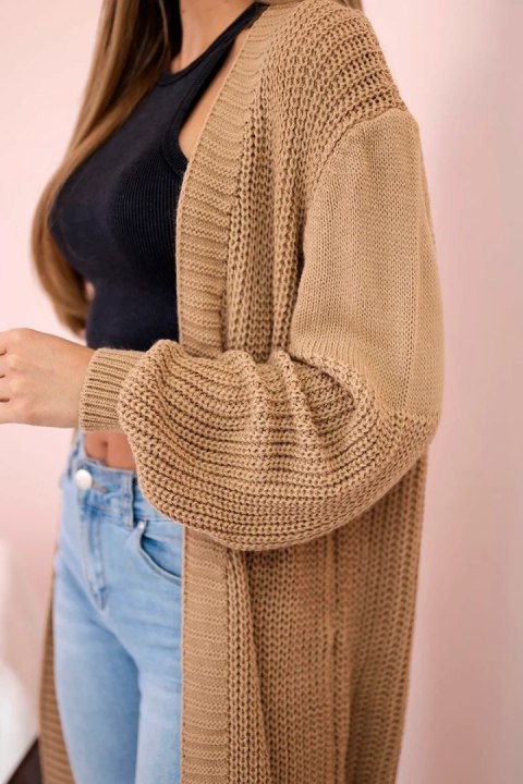 Sweter długi kardigan camelowy Sweter długi kardigan camelowy