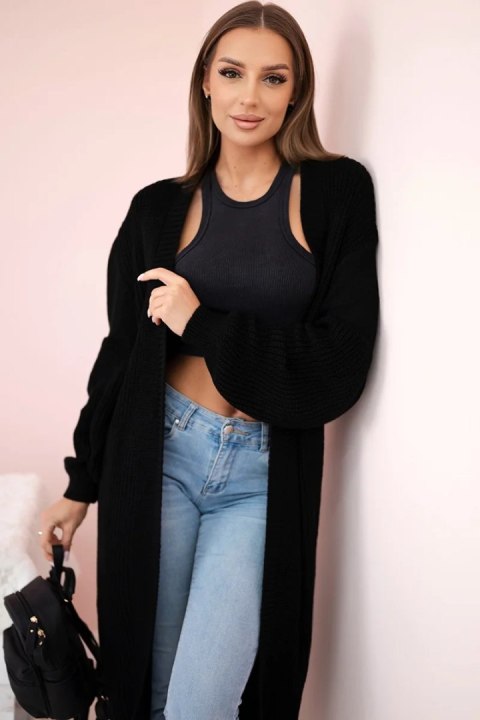 Sweter długi kardigan czarny Sweter długi kardigan czarny