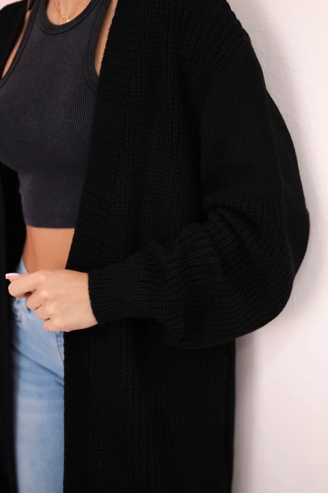 Sweter długi kardigan czarny Sweter długi kardigan czarny
