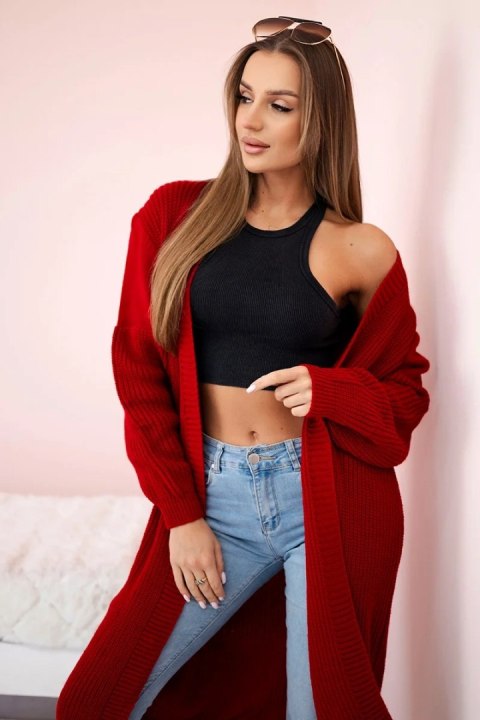 Sweter długi kardigan czerwona Sweter długi kardigan czerwona