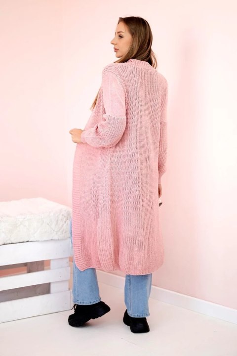 Sweter długi kardigan pudrowy róż Sweter długi kardigan pudrowy róż