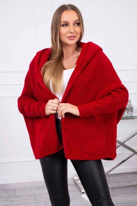 Sweter z kapturem i rękawami typu nietoperz czerwony Sweter z kapturem i rękawami typu nietoperz czerwony