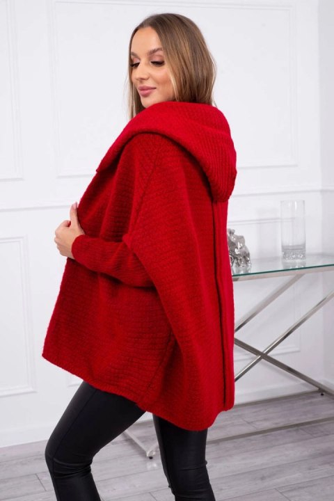 Sweter z kapturem i rękawami typu nietoperz czerwony Sweter z kapturem i rękawami typu nietoperz czerwony