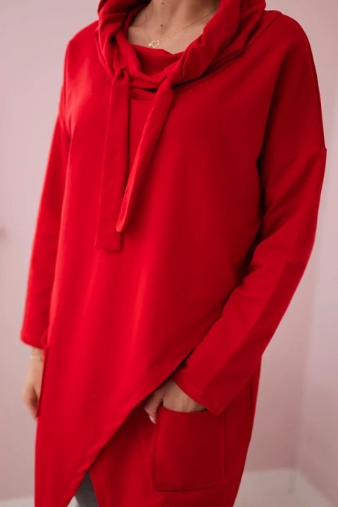 Tunika z kopertowym przodem Oversize czerwona Tunika z kopertowym przodem Oversize czerwona