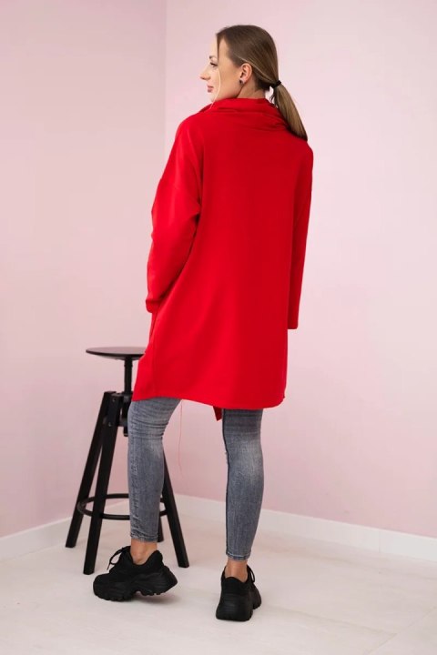 Tunika z kopertowym przodem Oversize czerwona Tunika z kopertowym przodem Oversize czerwona