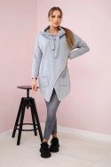 Tunika z kopertowym przodem Oversize szara