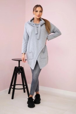 Tunika z kopertowym przodem Oversize szara