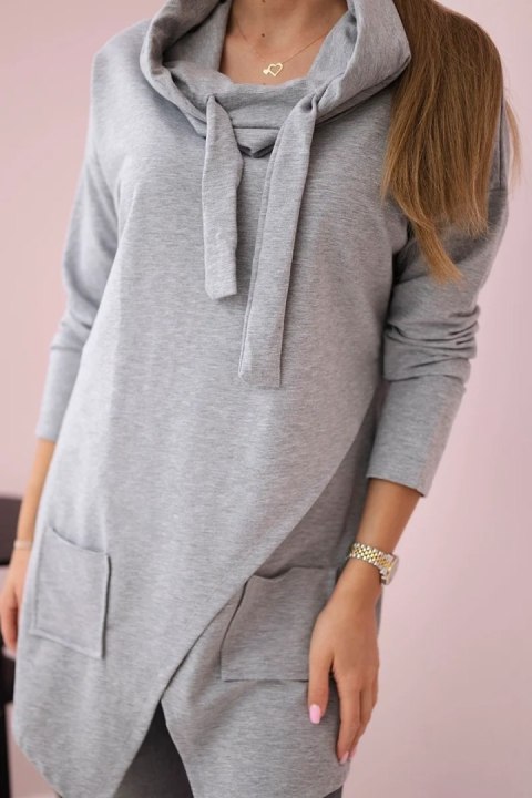 Tunika z kopertowym przodem Oversize szara Tunika z kopertowym przodem Oversize szara