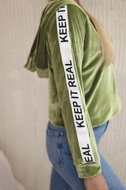 Bluza welurowa z kapturem zielona Bluza welurowa z kapturem zielona