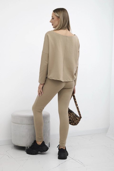 Komplet z bluzką oversize camelowy Komplet z bluzką oversize camelowy