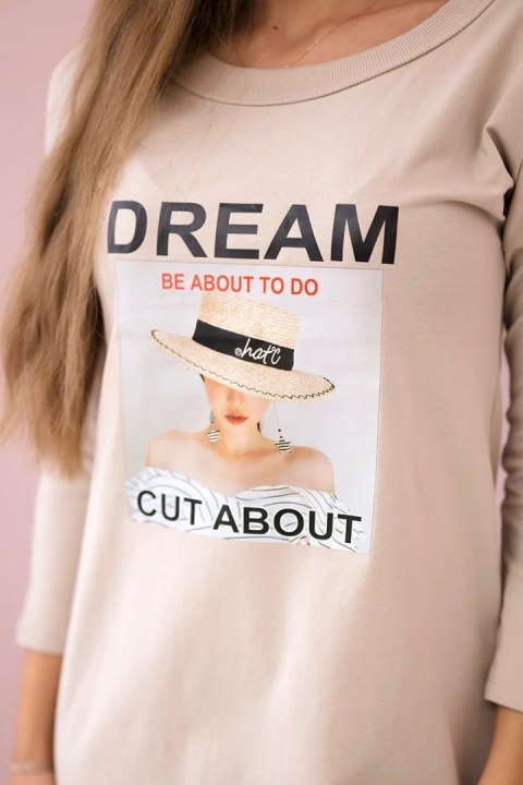 Sukienka z nadrukiem Dream beżowa Sukienka z nadrukiem Dream beżowa