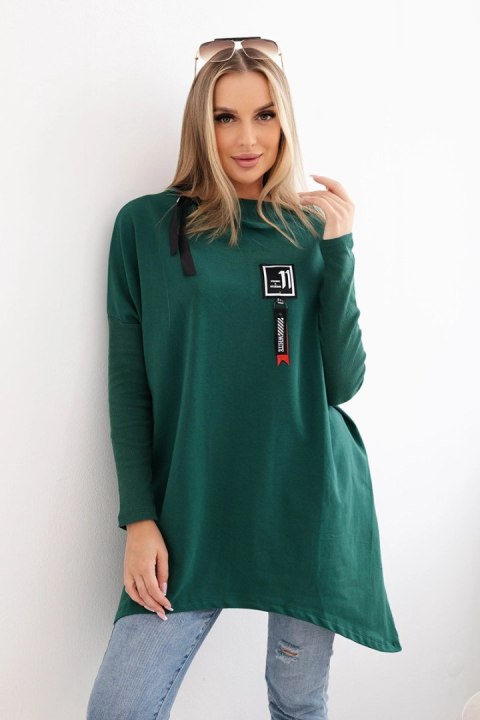 Bluza oversize z asymetrycznymi bokami ciemno zielona Bluza oversize z asymetrycznymi bokami ciemno zielona