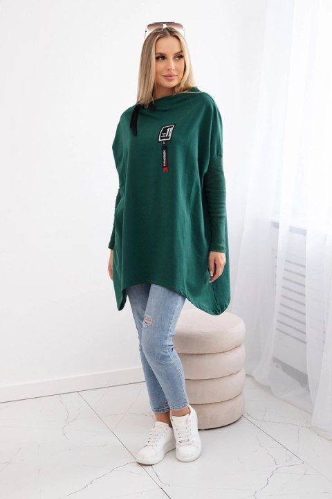 Bluza oversize z asymetrycznymi bokami ciemno zielona Bluza oversize z asymetrycznymi bokami ciemno zielona
