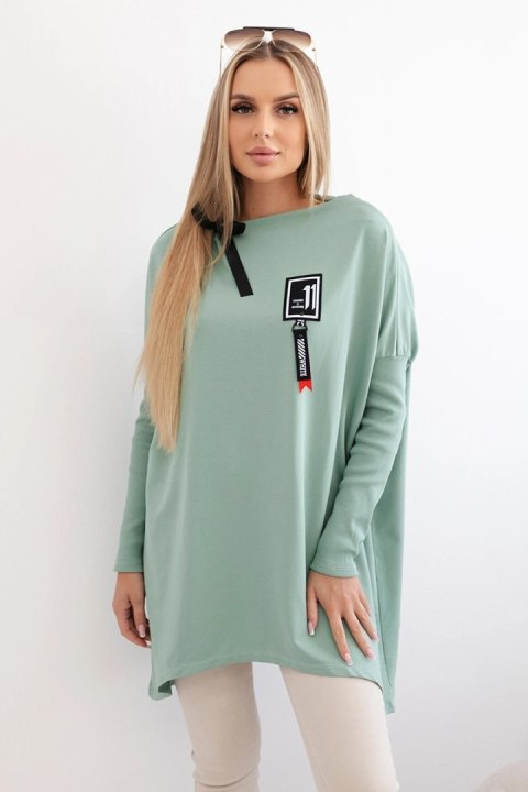 Bluza oversize z asymetrycznymi bokami ciemny miętowy Bluza oversize z asymetrycznymi bokami ciemny miętowy