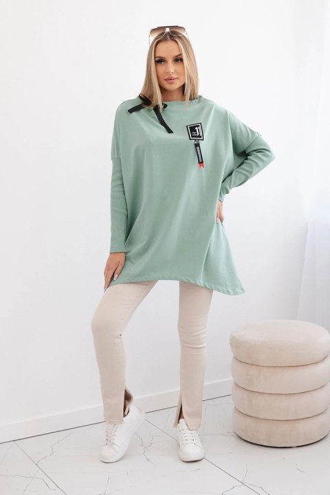 Bluza oversize z asymetrycznymi bokami ciemny miętowy Bluza oversize z asymetrycznymi bokami ciemny miętowy