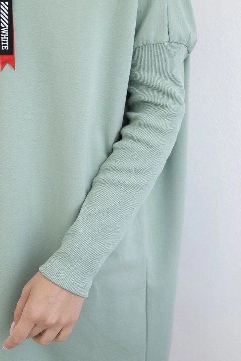 Bluza oversize z asymetrycznymi bokami ciemny miętowy Bluza oversize z asymetrycznymi bokami ciemny miętowy