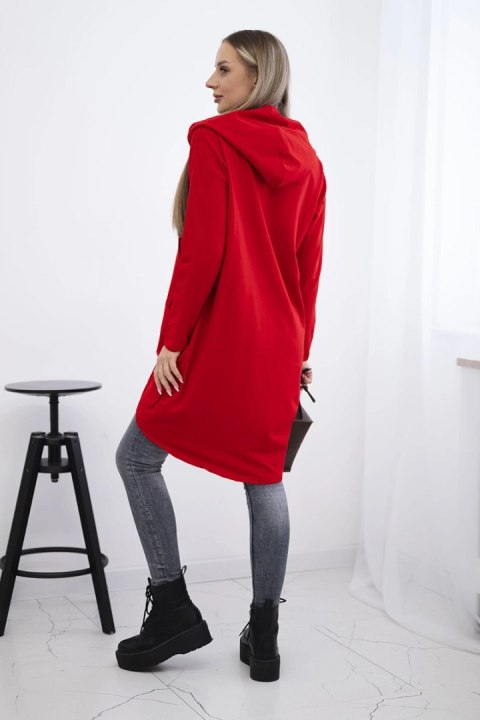 Bluza z długim tyłem i kapturem czerwona Bluza z długim tyłem i kapturem czerwona