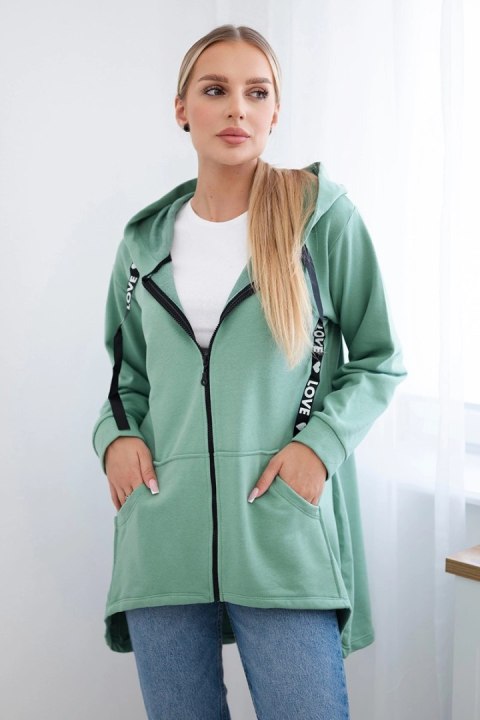 Bluza z dłuższym tyłem i kapturem ciemno miętowa Bluza z dłuższym tyłem i kapturem ciemno miętowa