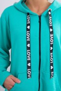 Bluza z dłuższym tyłem i kapturem jasno zielona