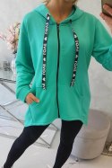 Bluza z dłuższym tyłem i kapturem jasno zielona