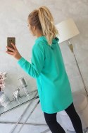 Bluza z dłuższym tyłem i kapturem jasno zielona